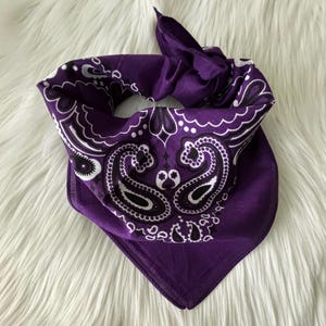 Purple paisley cotton bandana-customizable