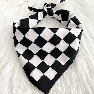 Black and white checkered cotton bandana-customizable