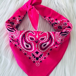Hot pink paisley cotton bandana-customizable