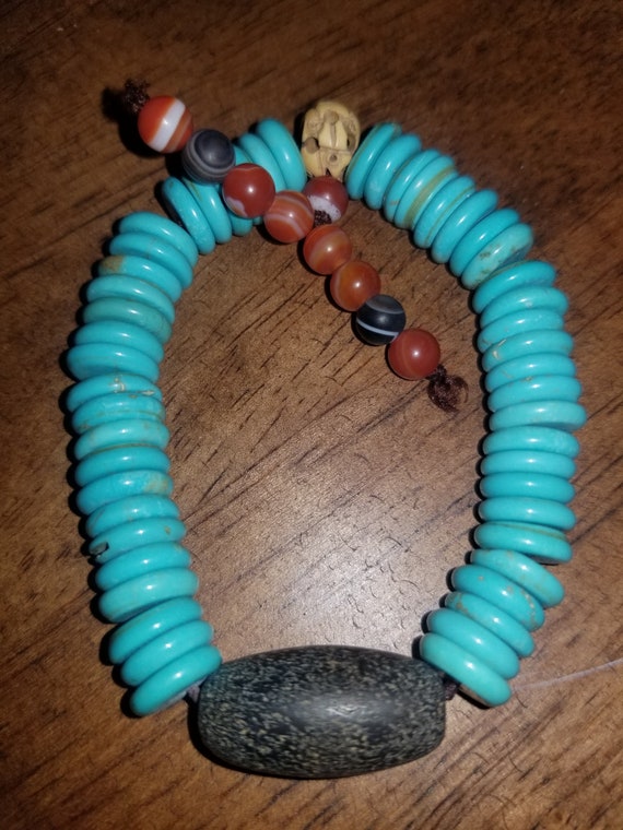 1940'S Navajo Turquoise Bead Necklace bracelet an… - image 4