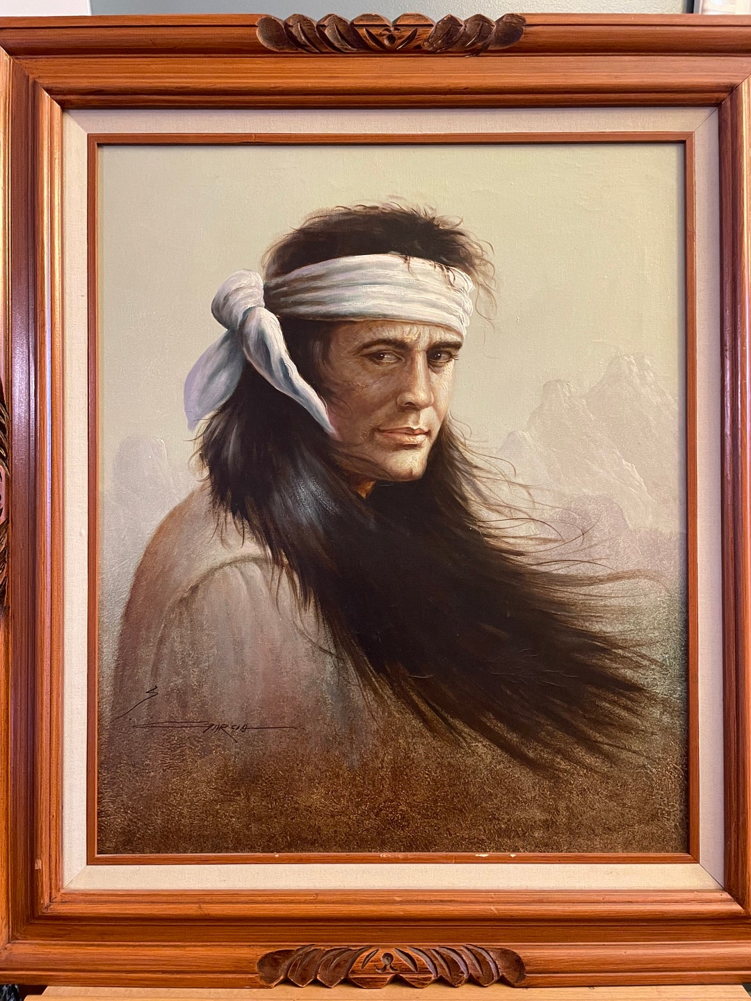 超特価セール開催！！ Vintage Large Z. Garcia Native Indian Oil in Canvas 1970s - Etsy 絵画