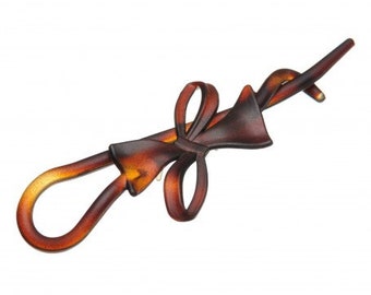 Medium size bow shape Hair pin in Brown