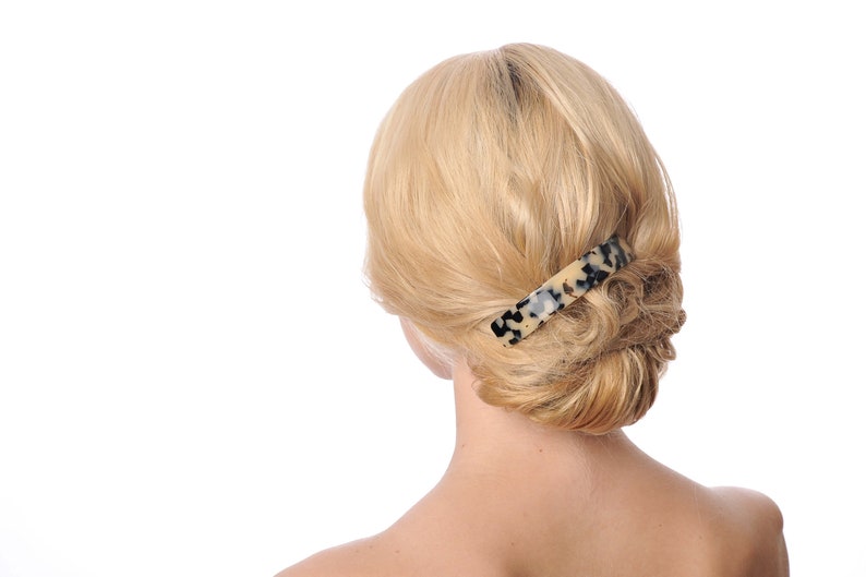 Top Quality Very large Fancy Leopard barrette Curved Rectangle Cellulose Acetate Charming French Barrette Rectangular shape hair barrette