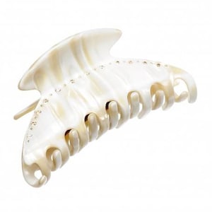Medium size regular shape hair jaw clip in Beige pearl