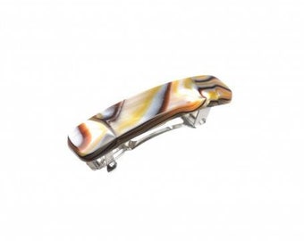 Very small size rectangular shape hair clip in Onyx