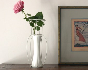 Handmade Ceramic Vase with Wire Decor, a Modern Minimalist Home Decor, a Flower Vase like a Italy Art Decò Idea, Vases for Living Room