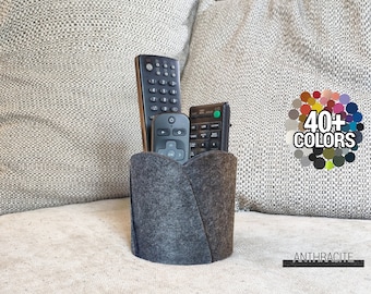 Felt Remote Control Holder, Soft Remotes Caddy, Round TV Remote Control Organizer for Couch in Living Room, Handmade of Felt