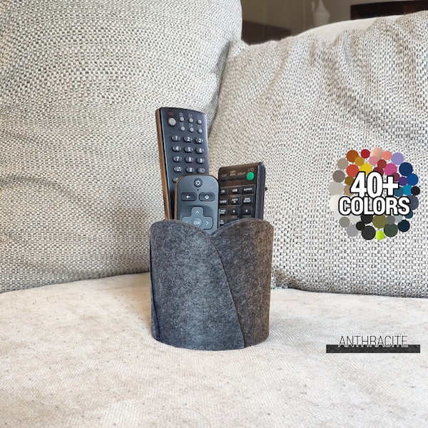 Felt Remote Control Holder, Soft Remotes Caddy, Round TV Remote Control Organizer for Couch in Living Room, Handmade of Felt