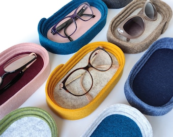 Soft Eyeglass Tray and Holder, Colorful Felt Oval Design for Bedside or Desk Use, Jewelry Tray, Vanity Tray
