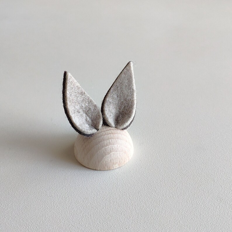 Ring Holder, a Bunny Soft Jewelry Organizer with Wool Felt Soft Ears and Rounded Wooden Base, Handmade with Love by FELTinPOP image 5