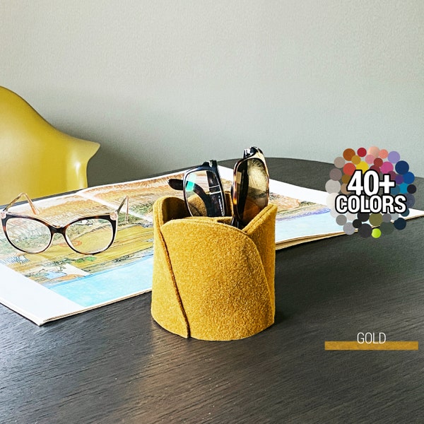 Felt Eye Glass Holder Stand, Soft Eyeglass Case, Round Shaped and Divided for Living Room, Handmade of Felt by FELTinPOP