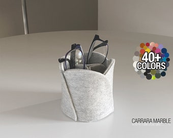 Felt Eyeglass Holder Stand, Nightstand Organizer for Men, Soft Round Divided Eyeglass Holder Handmade of Felt by FELTinPOP