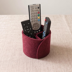 Retro Remote Control Holder with Vintage Color, Functional Organizer Home Decor with 3 Places for TV Gate Entry Control and Home EntryWay