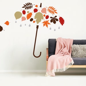 Parapluie d'automne feuille feuillage autocollant mural