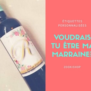 Étiquette de vin personnalisée marraine ou parrain.