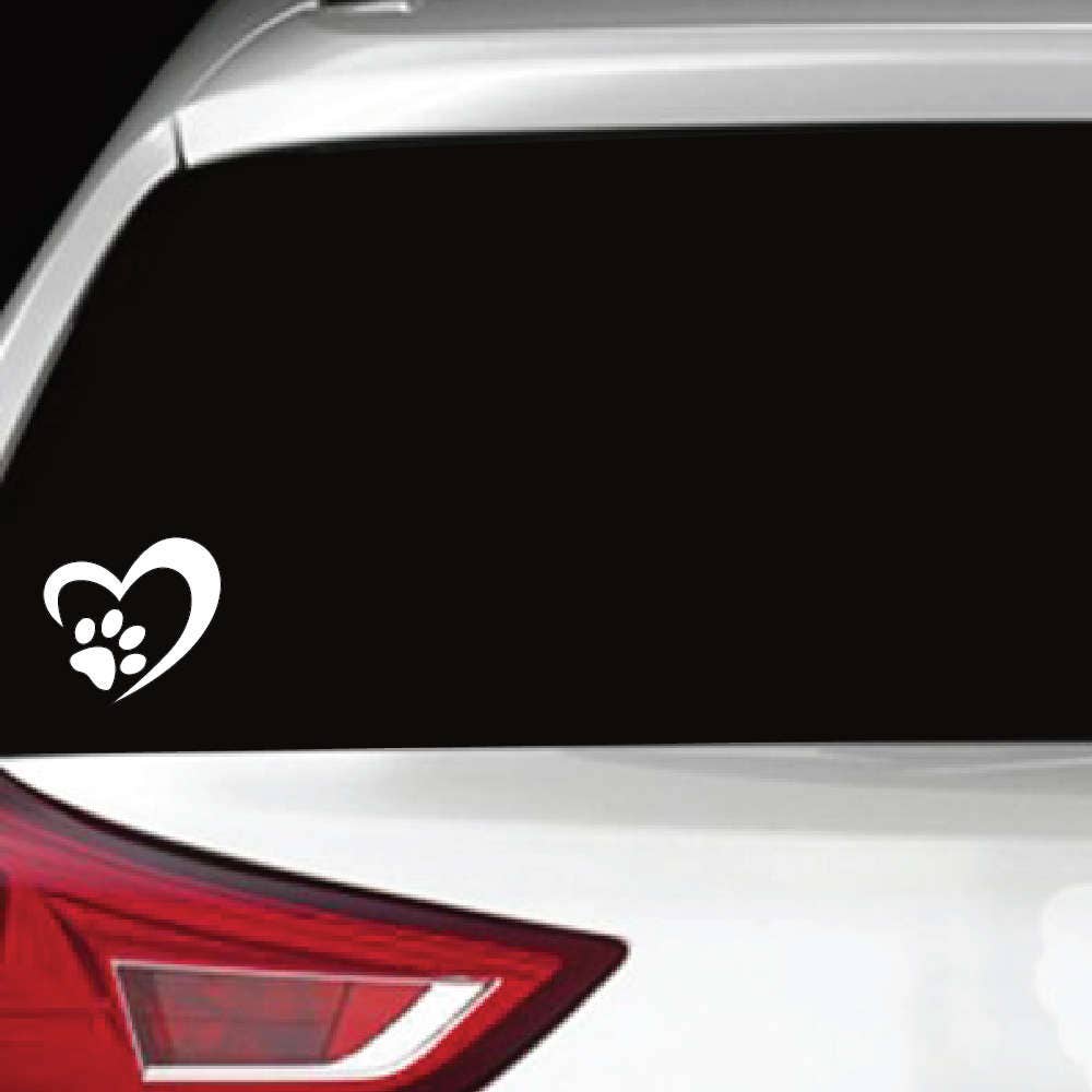 Adesivo Auto Con Zampa Di Cuore 11x10cm - Nero, Per Vetri E Carrozzeria, Oracal Made In Germany