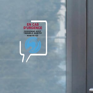 Emergency sticker for hearing impaired person. Fire safety.