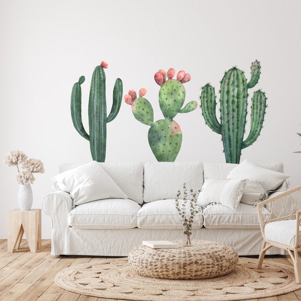 Cactus effet aquarelle appliqué murale