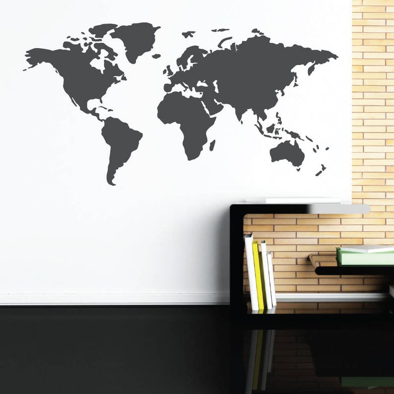 World map, world map decal, removable sticker word sticker image 2