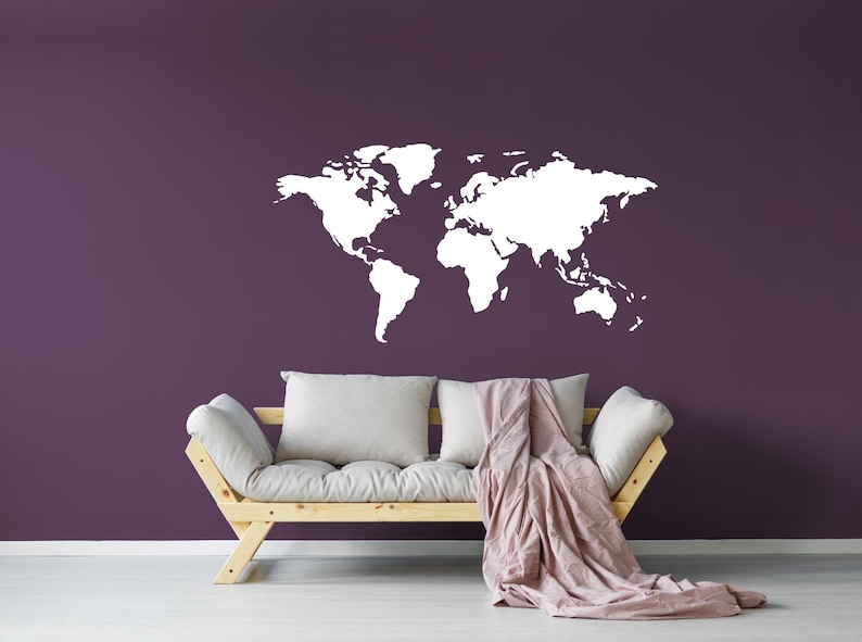 World map, world map decal, removable sticker word sticker image 1