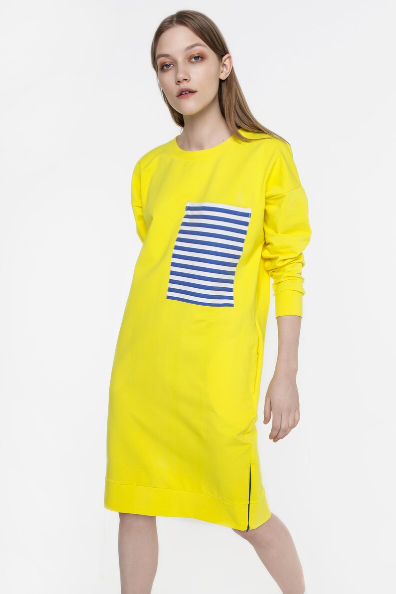 yellow sweatshirt dress
