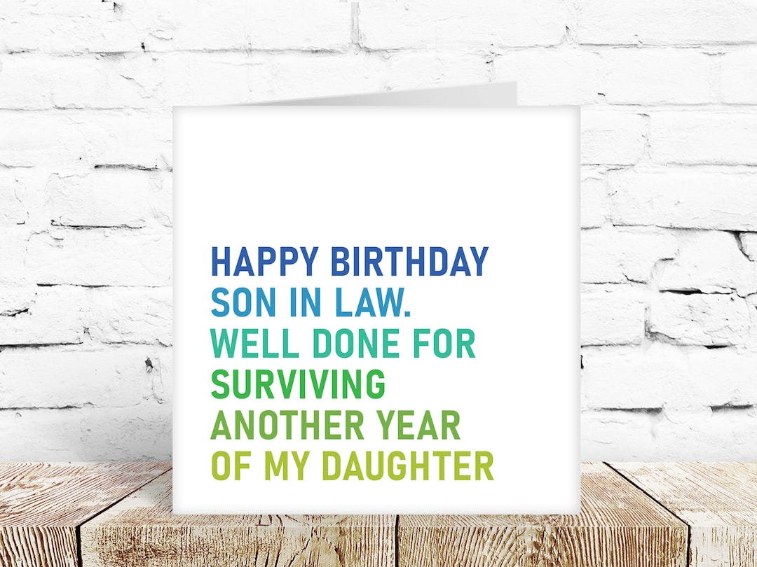 Funny Birthday Card for Son in Law From Mother / Father in Law ...