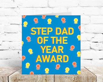Cute  Stepdad Father's Day card from stepson or stepdaughter for Dad daddy birthday adult child cheeky banter him step dad badge gift
