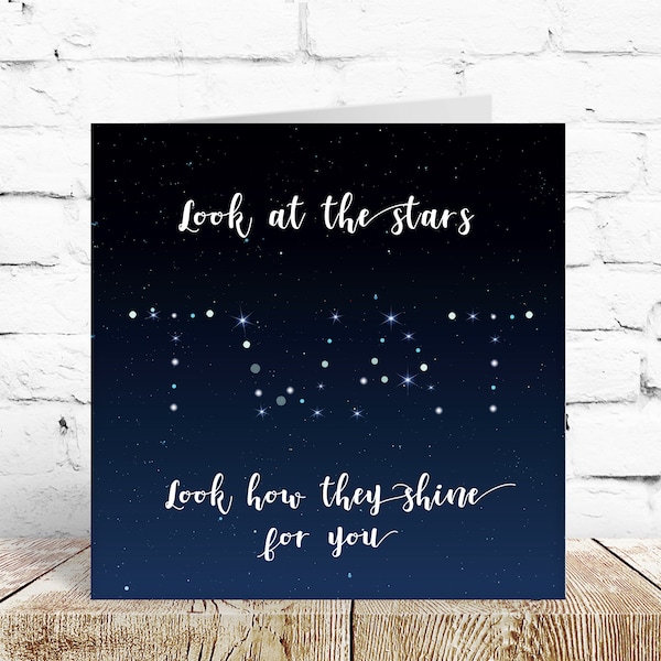 Carte de voeux d'anniversaire grossière et drôle « Look at the Stars » Coldplay Yellow paroles pour ami frère sœur petit ami petite amie gay lesbienne