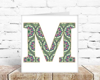 Beautiful Initial card for a special friend or relative's birthday or greeting. Congratulations mum daughter niece granddaughter unique gift