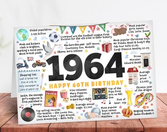 Sixtieth birthday card sixty greetings 60th 1964 friend boyfriend husband wife partner Year of birth born