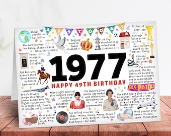 49th birthday card for mum dad brother sister son daughter friend 1977 keepsake