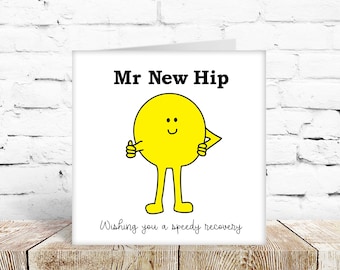 Funny Get Well Soon Card for New Hip Replacement Mister Man inspired thinking of you friend dad brother uncle granddad colleague better soon