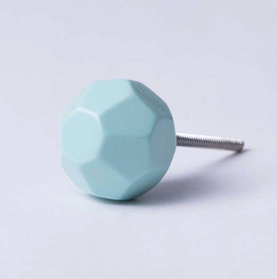 Vintage style duck-egg blue BUTTERFLY white ceramic DOOR drawer KNOB