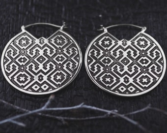 Icaros Ayahuasca - Shipibo - Extra Large Trippy Earrings - Sacred Geometry - Sacred Symbol - Spiritual Jewelry - Psychedelic