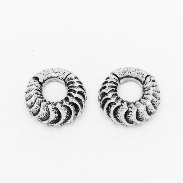 Poids d'oreilles Légers, Cercle Fractal Alien 4mm (6ga) - Laiton Moderne, Style Grunge Edgy Tribal, Boucles pour Lobes Étirés