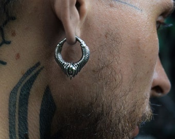 Circle Xenomorph 6mm Ear weights, Ear hangers, Silver 2g ear gauges, Earlobe stretching