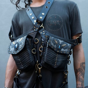 Leather hip bag - Shipibo - Festival fanny pack - Waist bag - Thigh bag - Fanny pack for women - Snake leather bag - Icaros - Utility belt