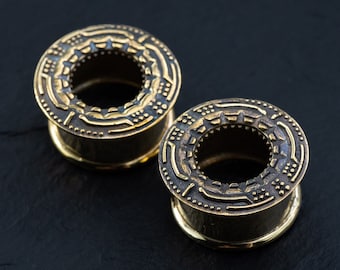 Sci Fi Futuristic Jewelry Flesh Tunnels, Ear gauges and plugs, Spaceship earrings Geometric ear plugs, UFO Tunnels Alien Plug