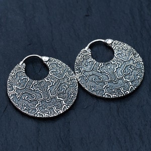 Shipibo - Silver Earrings - Trippy Earrings - Cool Earrings - Icaros - Psychedelic Jewelry - Mushroom Earrings - Sacred symbol