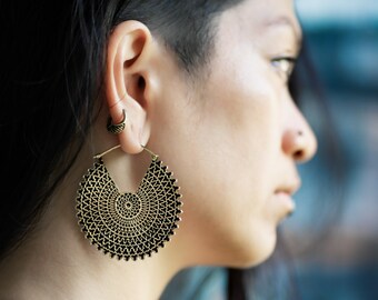 Extra Large Cool Edgy Earrings - Sacred Symbols - Trippy Mandala Earrings - Sacred Geometry - Psychedelic Statement Jewelry
