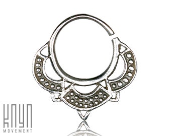 Piercing septum argent - Fleur de lotus - Mandala septum piercing - Anneau de nez argent - Piercing daith - Septum ethnique