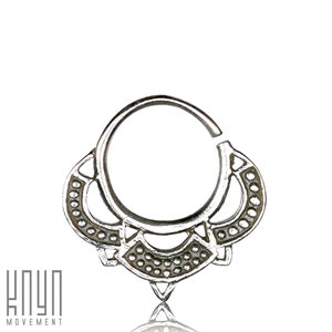 Silver Lotus Flower 8mm Septum Ring - Mandala Nose Ring - Small hoop earrings - 18g - 1mm
