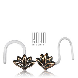 Flower nose stud - Lotus nose stud - 20g nose stud - Indian nose stud - Indian nose ring - Nose piercing - Silver nose stud - Nose screw