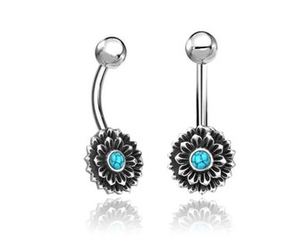 Turquoise belly ring - Silver belly piercing - Belly button jewelry - Belly button piercing - Belly button rings - Stomach piercing