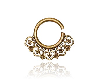 Brass septum ring - Lotus Flower - Boho piercing - Mandala - Septum Ring - huggie earrings - septum jewelry - Nose ring - 18g - 1mm