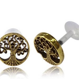 Tree of life Flat back cartilage earring Lip stud Gold tragus earring Labret jewelry Conch piercing Tragus Piercing Medusa image 1