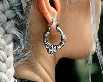 Sterling Silver 925 Circle Xenomorph 6mm Ear weights, Ear hangers, 2g ear gauges, Earlobe stretching, Silver earrings