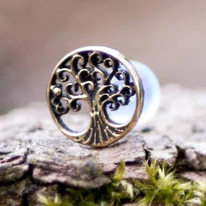 Tree of life Flat back cartilage earring Lip stud Gold tragus earring Labret jewelry Conch piercing Tragus Piercing Medusa image 4