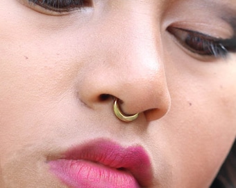 Minimalist Piercing 8mm septum - Rook piercing jewelry - Gold septum ring - Silver Septum jewelry - Nose piercing - 18g - 1mm