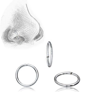 Silver nose hoop - Tiny helix hoop - Small nose ring - Rook piercing jewelry - Daith - Conch piercing - Nose ring hoop - Seamless nose ring